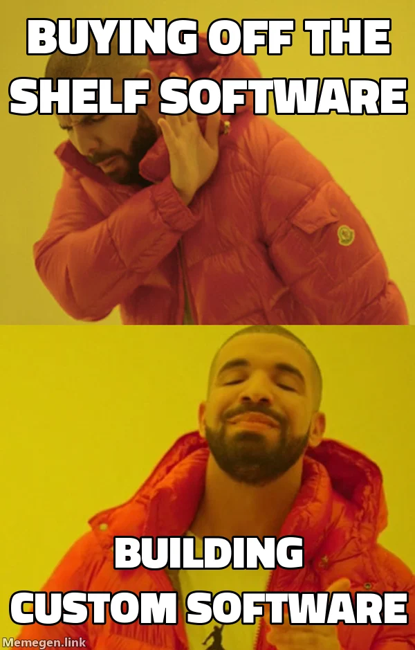 Drake pointing to custom software